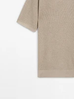 Cotton and linen knit polo shirt