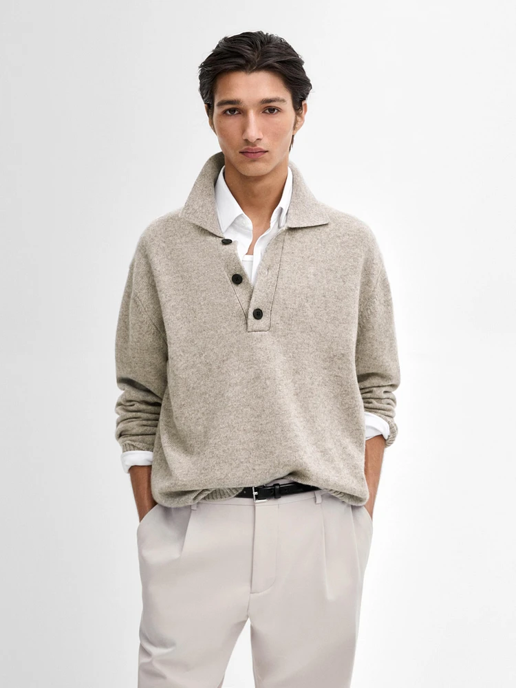 Pull en maille légère à col polo