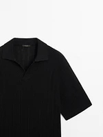 Short sleeve rib polo sweater