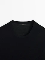 Felt texture knit T-shirt