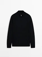 100% merino wool sweater with zip detail