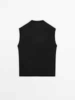 Merino wool blend V-neck vest