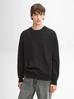 Wool blend crew neck knit sweater