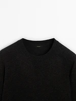 Wool blend crew neck knit sweater