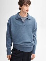 Wool blend polo collar sweater