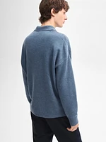 Wool blend polo collar sweater