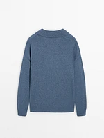 Wool blend polo collar sweater