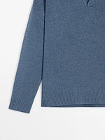 Wool blend polo collar sweater