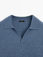 Wool blend polo collar sweater