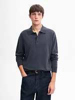 Wool and cashmere polo collar sweater