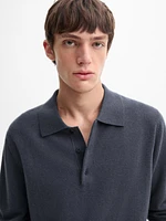 Wool and cashmere polo collar sweater