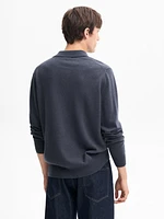 Wool and cashmere polo collar sweater