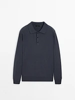 Wool and cashmere polo collar sweater