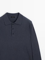 Wool and cashmere polo collar sweater