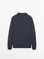 Wool and cashmere polo collar sweater