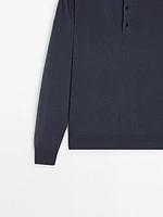 Wool and cashmere polo collar sweater