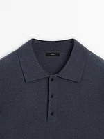 Wool and cashmere polo collar sweater