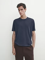 Knit crew neck T-shirt with short sleeves