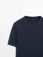 Knit crew neck T-shirt with short sleeves