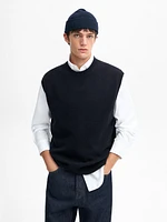 Wool blend crew neck vest