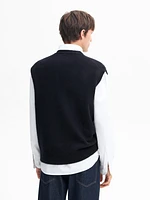 Wool blend crew neck vest