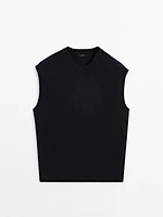 Wool blend crew neck vest