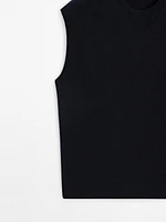 Wool blend crew neck vest