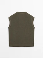 V-neck cotton blend vest