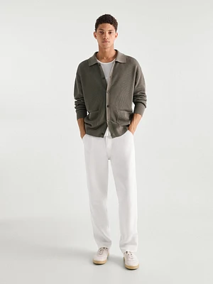 100% cotton ribbed knit cardigan