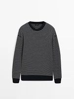 Striped knit long sleeve sweater