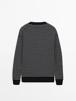 Striped knit long sleeve sweater