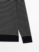 Striped knit long sleeve sweater