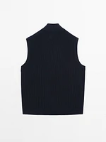 Purl knit cotton vest