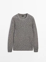 Mouliné cotton knit sweater