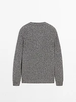 Mouliné cotton knit sweater