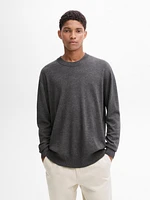 Wool blend knit sweater with crew neck