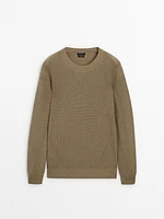 Crew neck cotton knit sweater