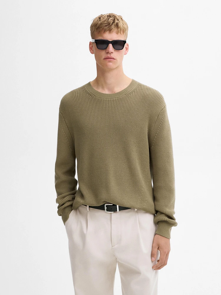 Crew neck cotton knit sweater