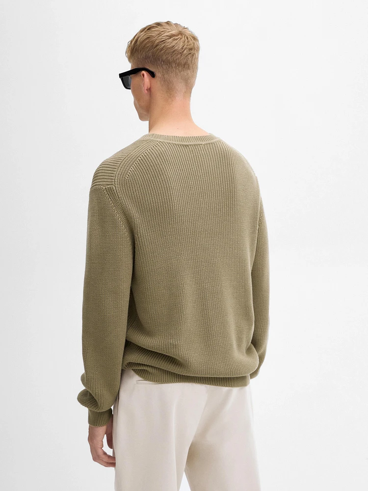 Crew neck cotton knit sweater