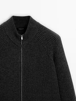 Wool blend zip-up cardigan