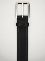 Leather belt with topstitching detail