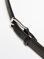 Leather belt with topstitching detail