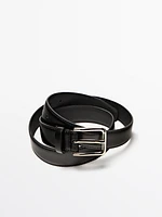 Leather belt with topstitching detail