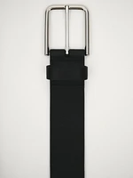 Leather belt with square buckle