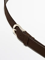 Leather belt with topstitching