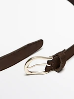 Leather belt with topstitching