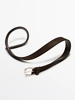 Leather belt with topstitching