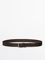 Nappa leather belt with rectangular buckle