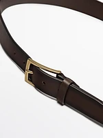 Nappa leather belt with rectangular buckle