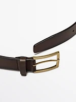 Nappa leather belt with rectangular buckle